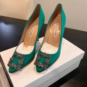 Manolo Blahnik Hangist Satin Pumps